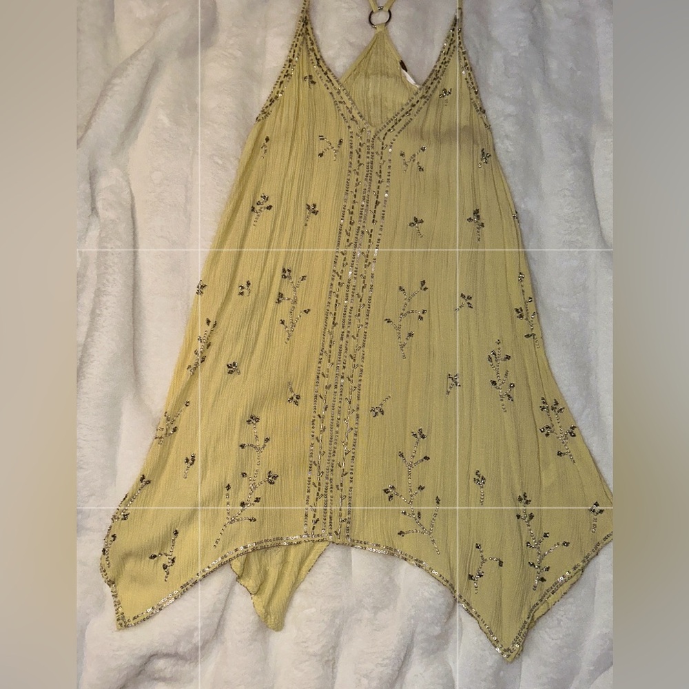NWOT Free People intimately Yellow embellished slip dress/ tunic